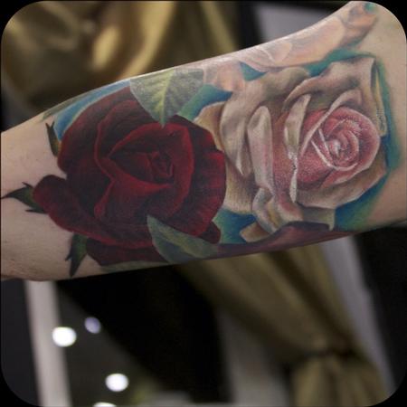 Tattoos - pink and red roses - 116272